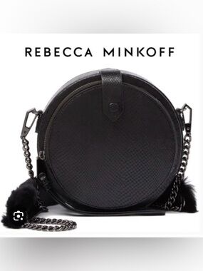 Rebecca Minkoff mini crossbody/clutch rabbit fur on top of strap, leather bag.